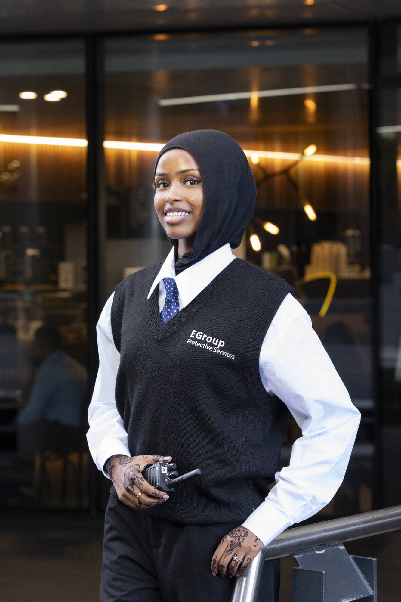 Mobile patrol officer conducting on-site response activities